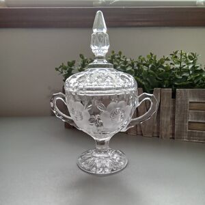Cut Lead Crystal Footed Coveredsugar Etched Floral Design